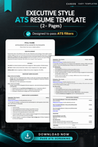 Executive 2 pages ats resume template