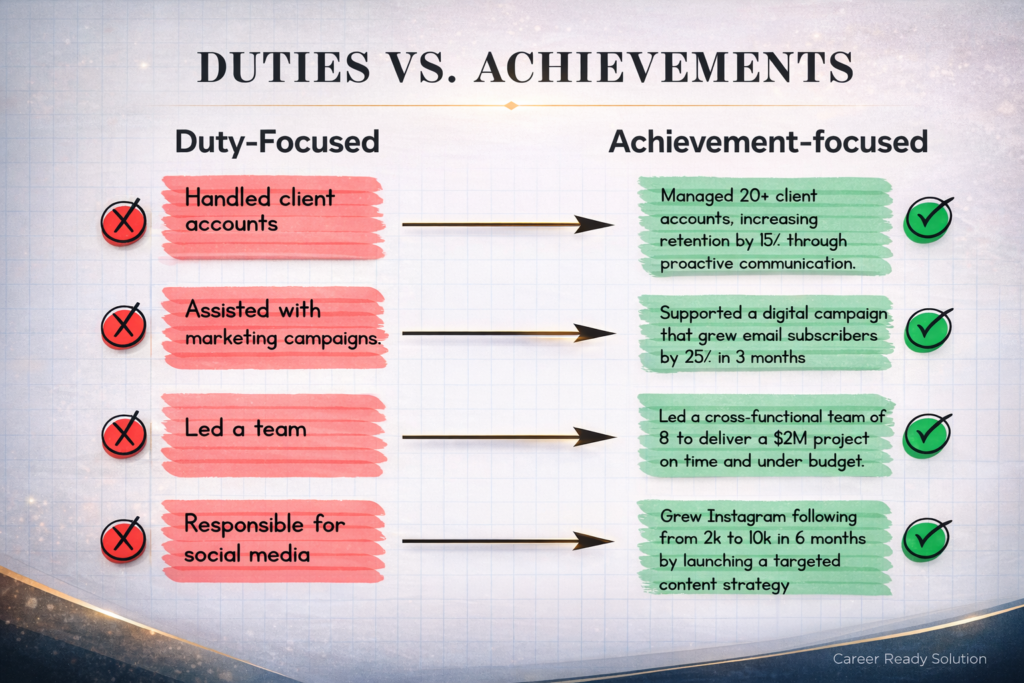 duty vs achievments' infographic