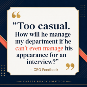 Interview feedback describing how an overly casual outfit can affect perceptions of a candidate’s professionalism